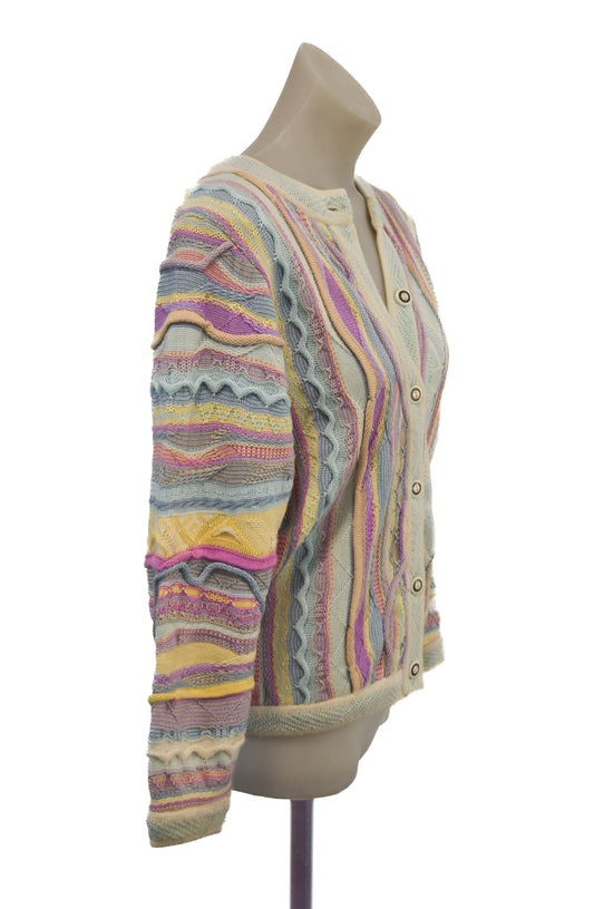 Absolutely sensational Purely Australian colourful coogi merino knit cardigan, XS