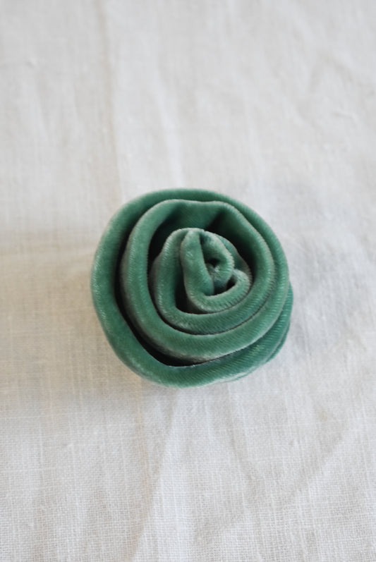 Super cute velvety turquoise rose brooch