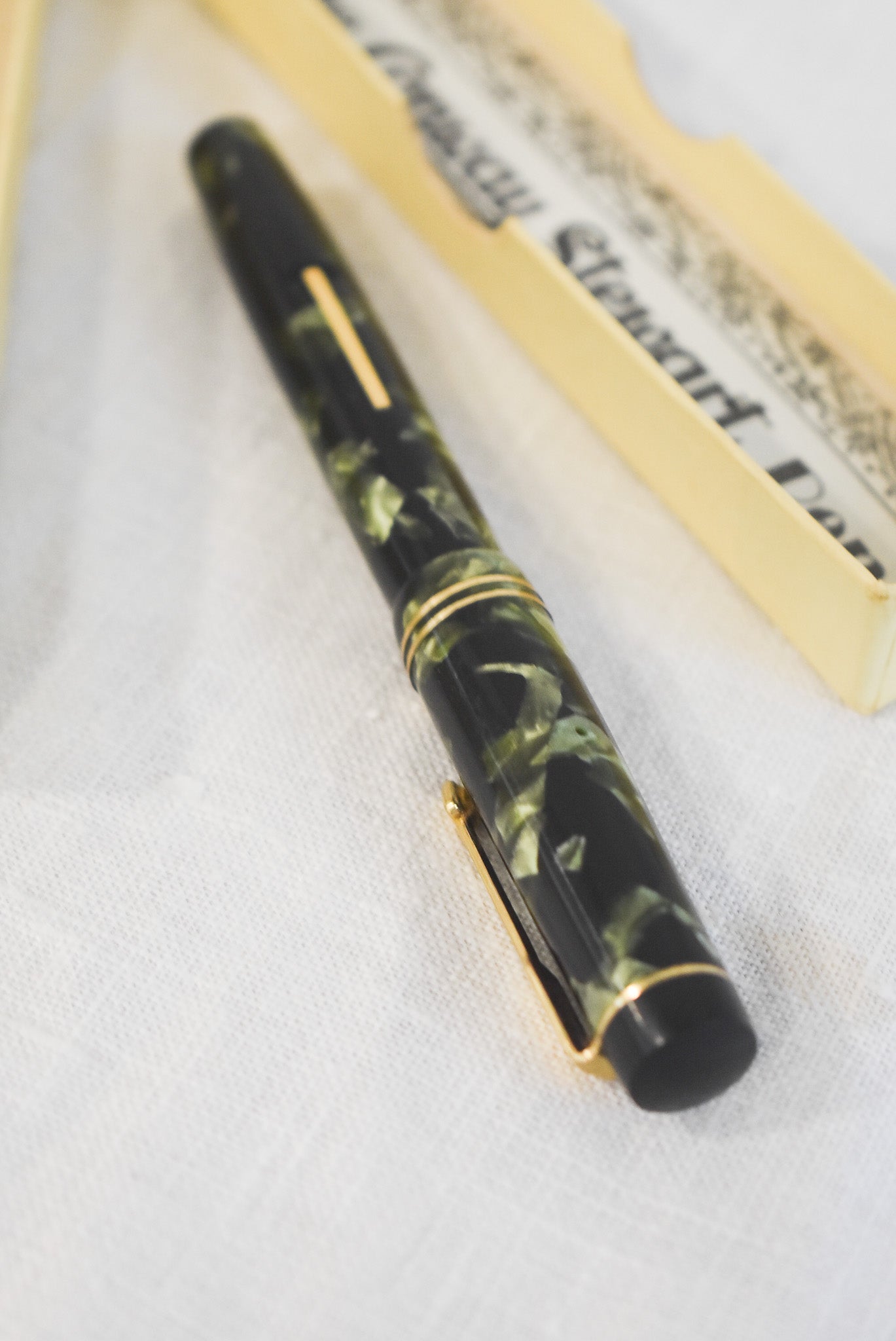 The Conway Stewart green + black pen, 14ct gold nib