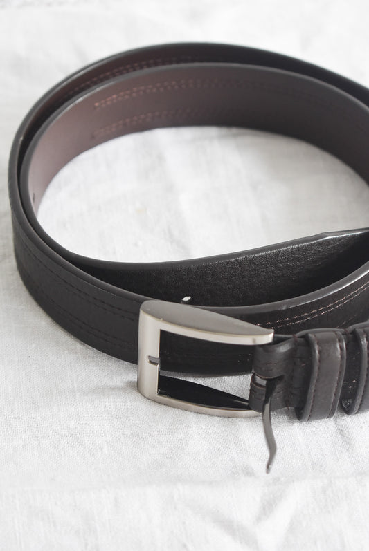 Rich brown genuine leather belt