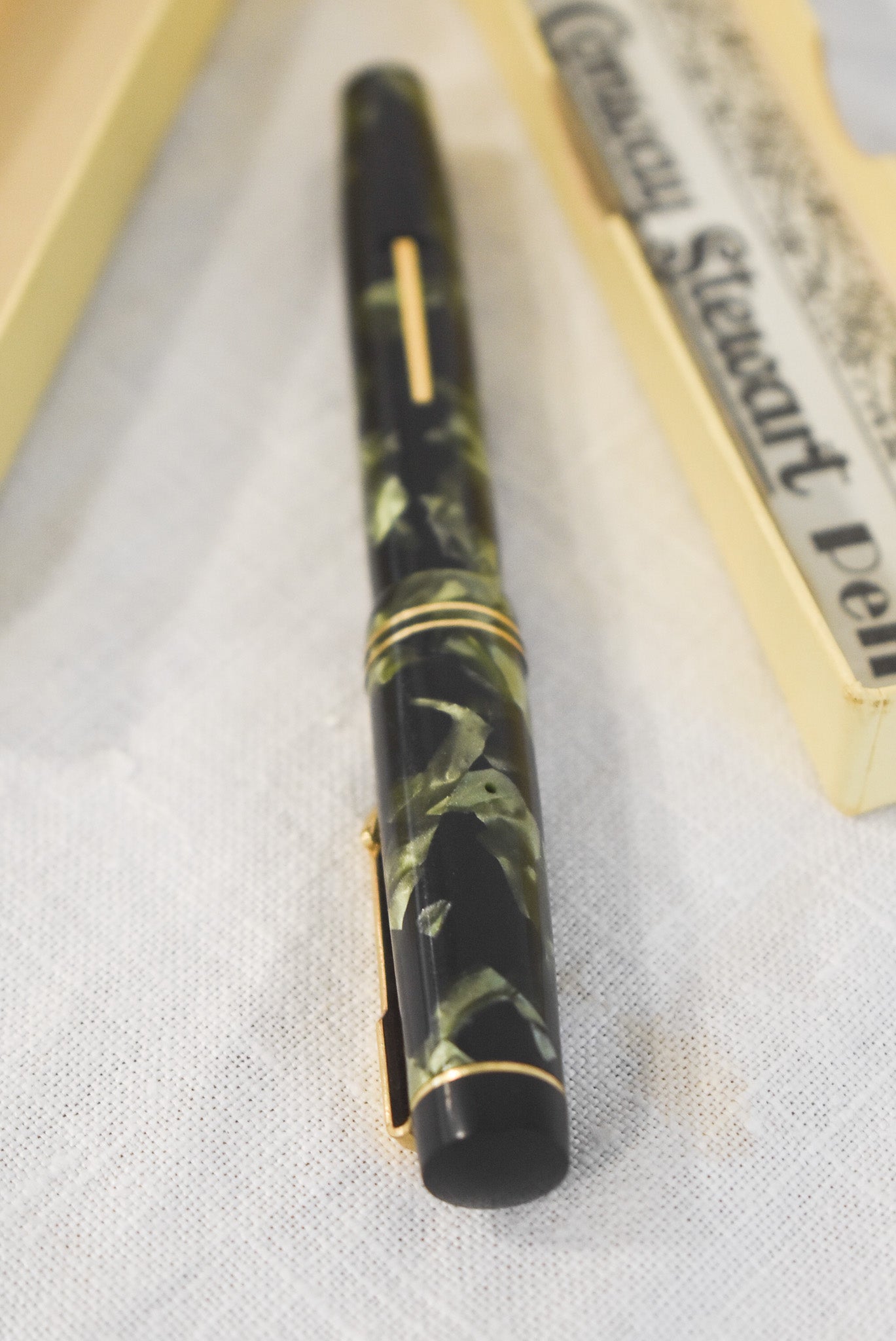 The Conway Stewart green + black pen, 14ct gold nib