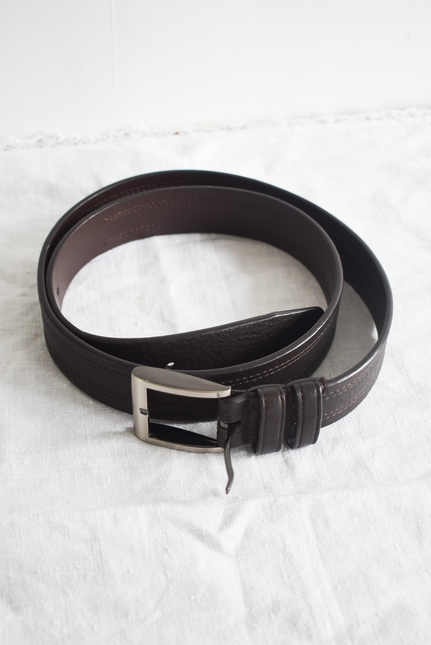 Rich brown genuine leather belt