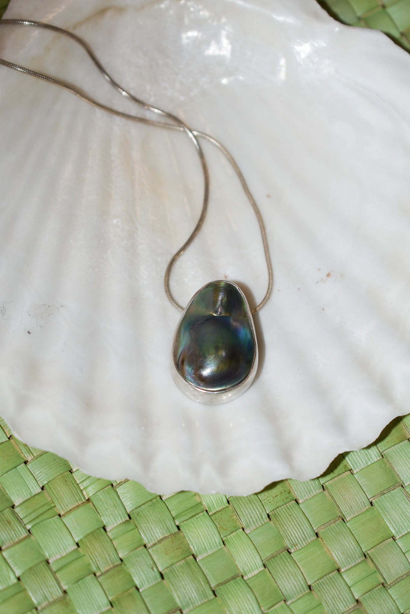 Mabe Paua pearl + Sterling silver pendant