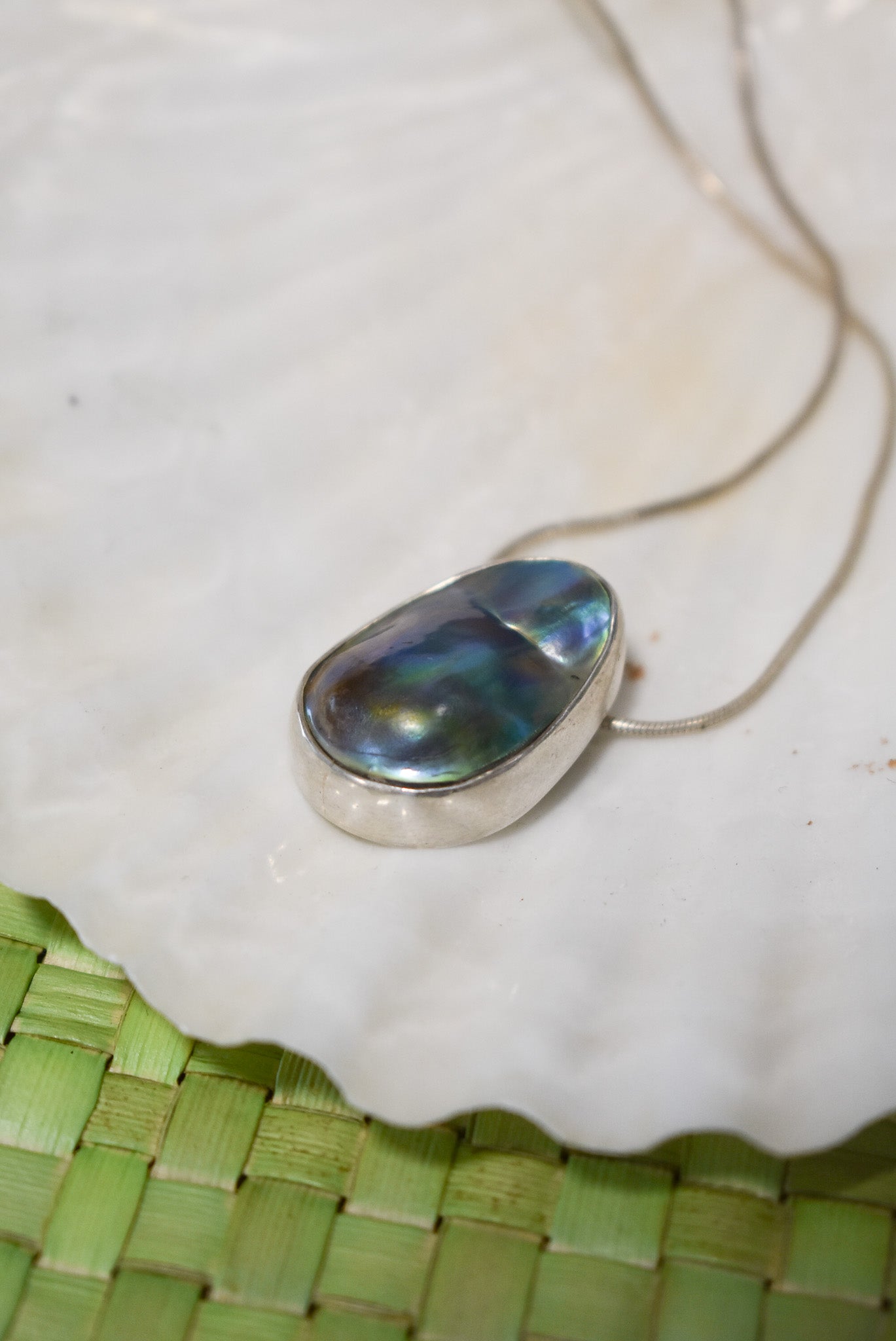 Mabe Paua pearl + Sterling silver pendant