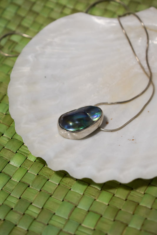 Mabe Paua pearl + Sterling silver pendant