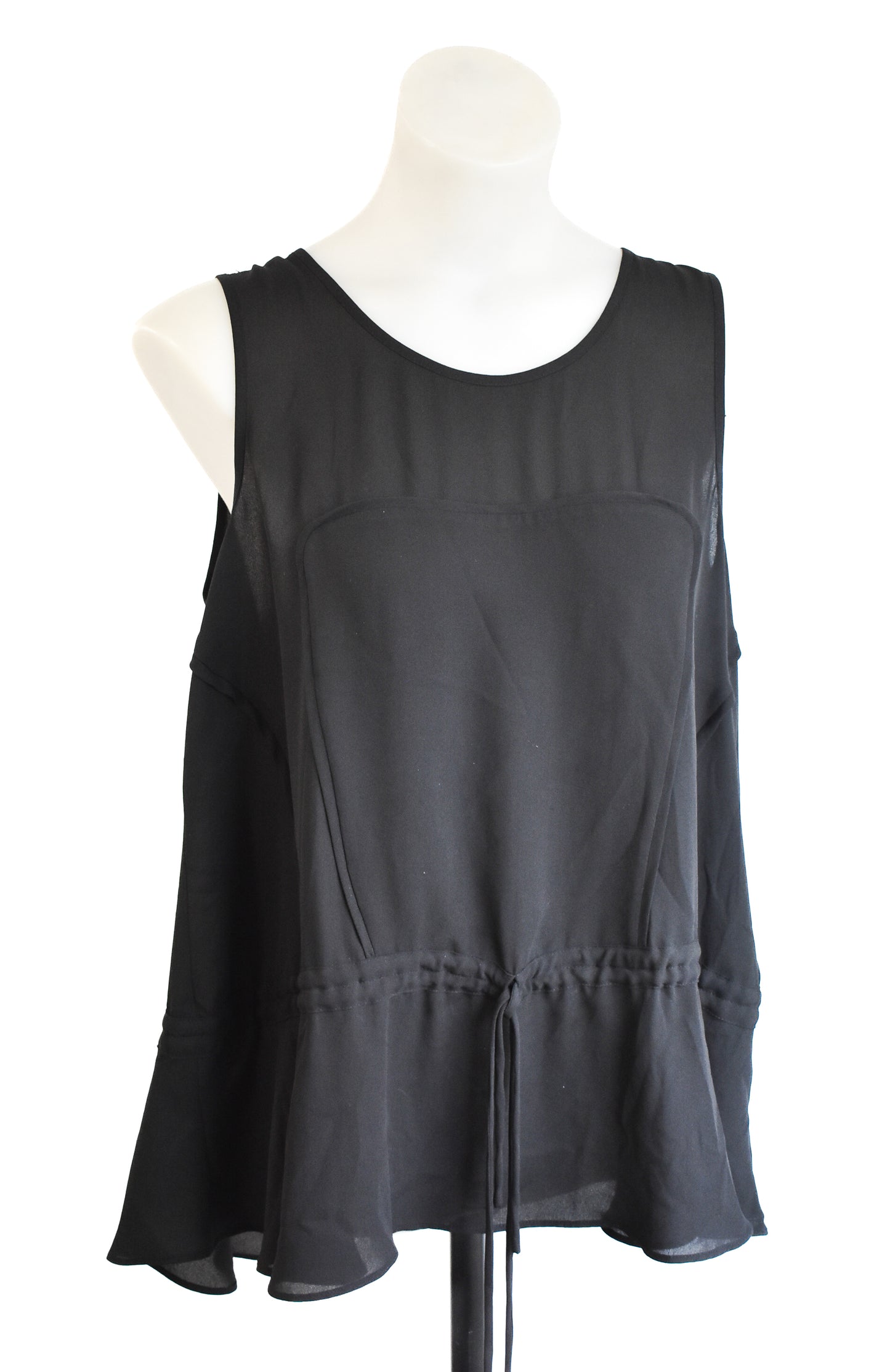 Veronika Maine sheer black sleeveless top, 12