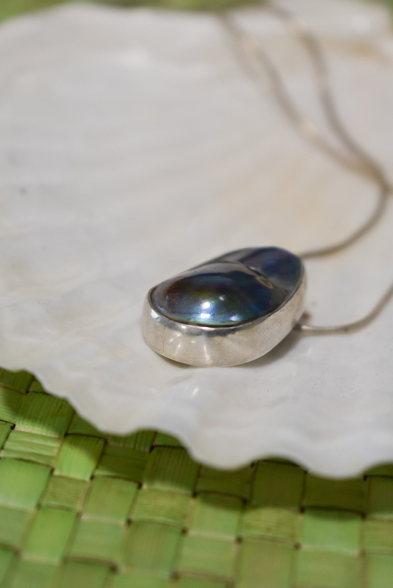 Mabe Paua pearl + Sterling silver pendant