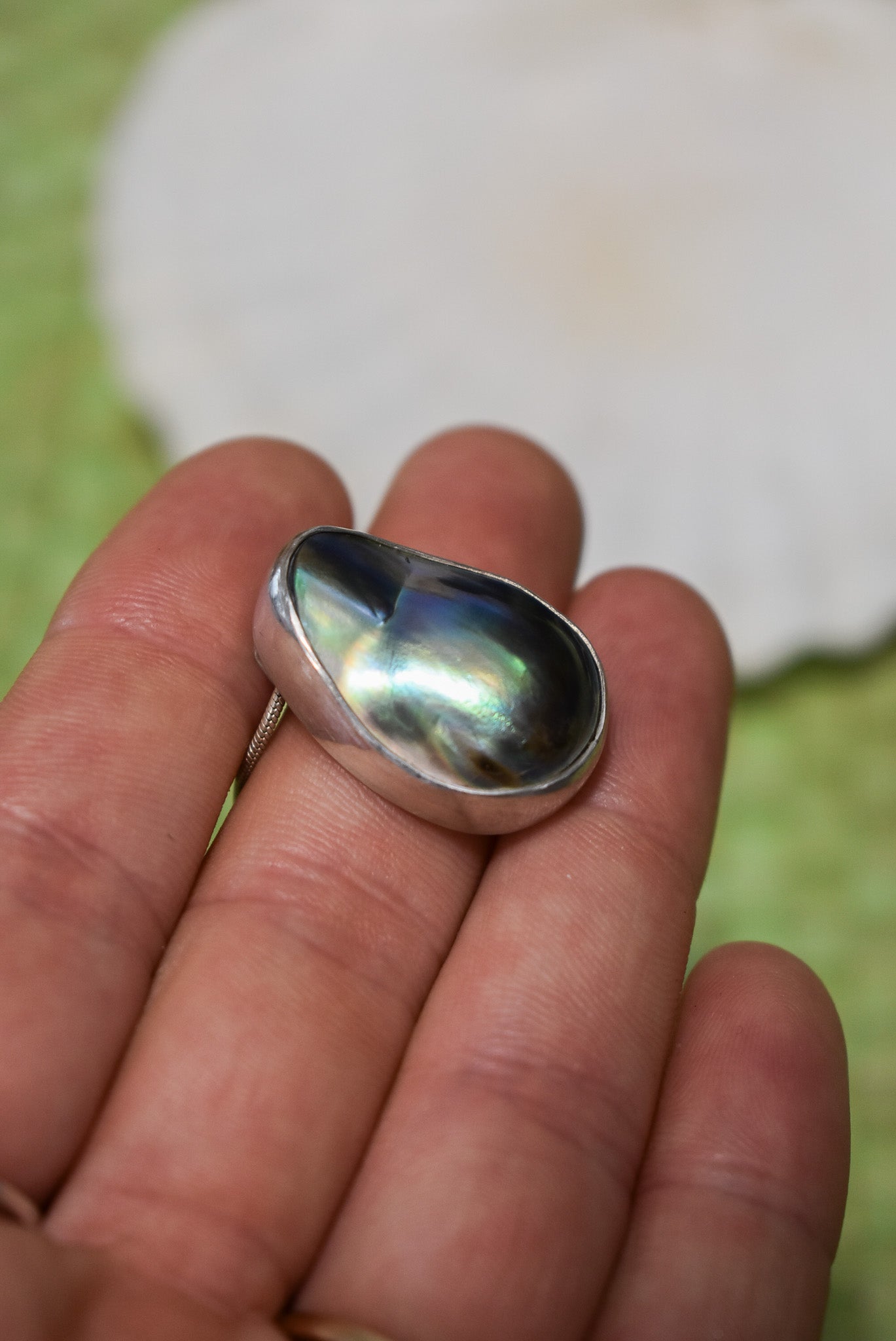 Mabe Paua pearl + Sterling silver pendant