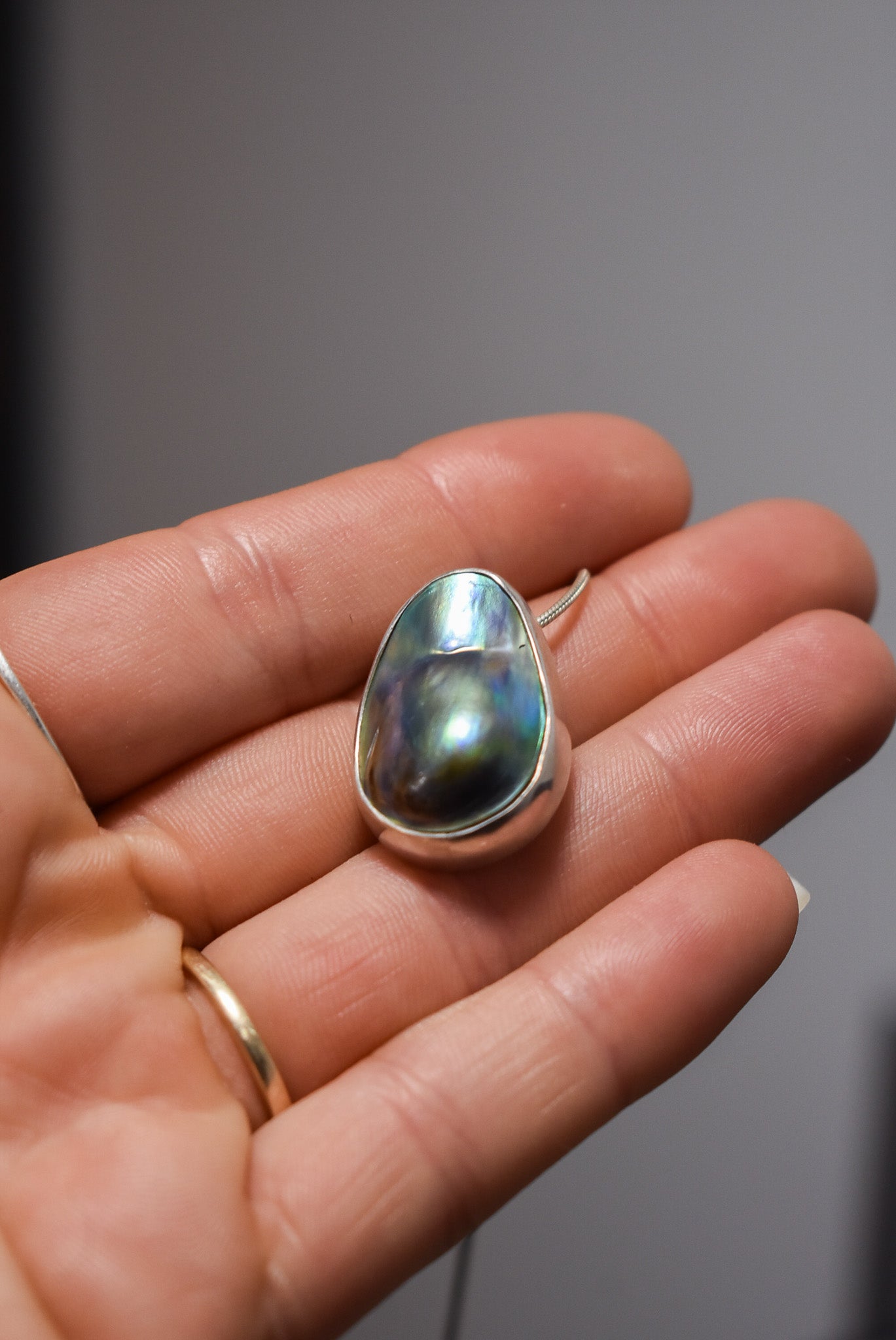 Mabe Paua pearl + Sterling silver pendant