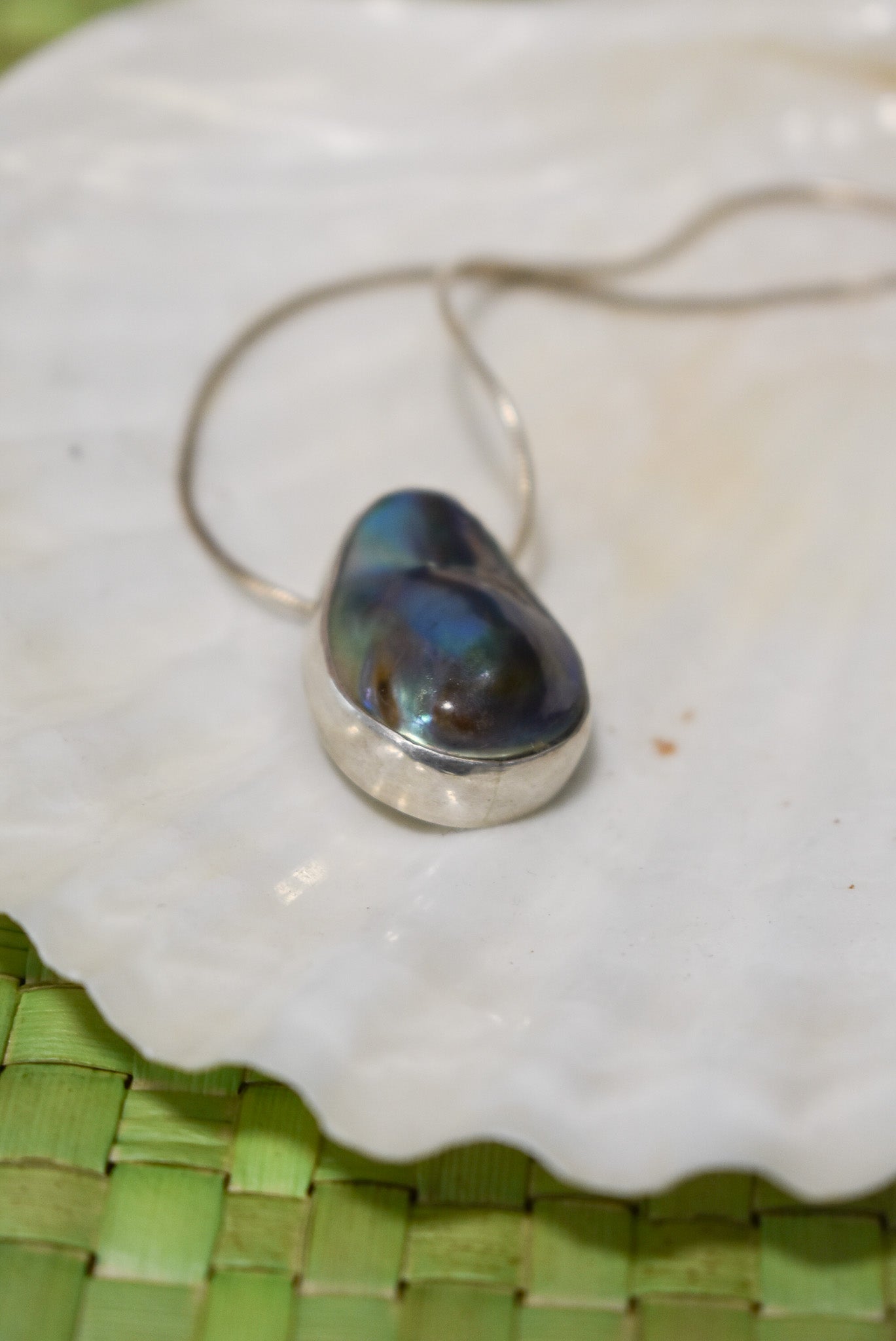 Mabe Paua pearl + Sterling silver pendant