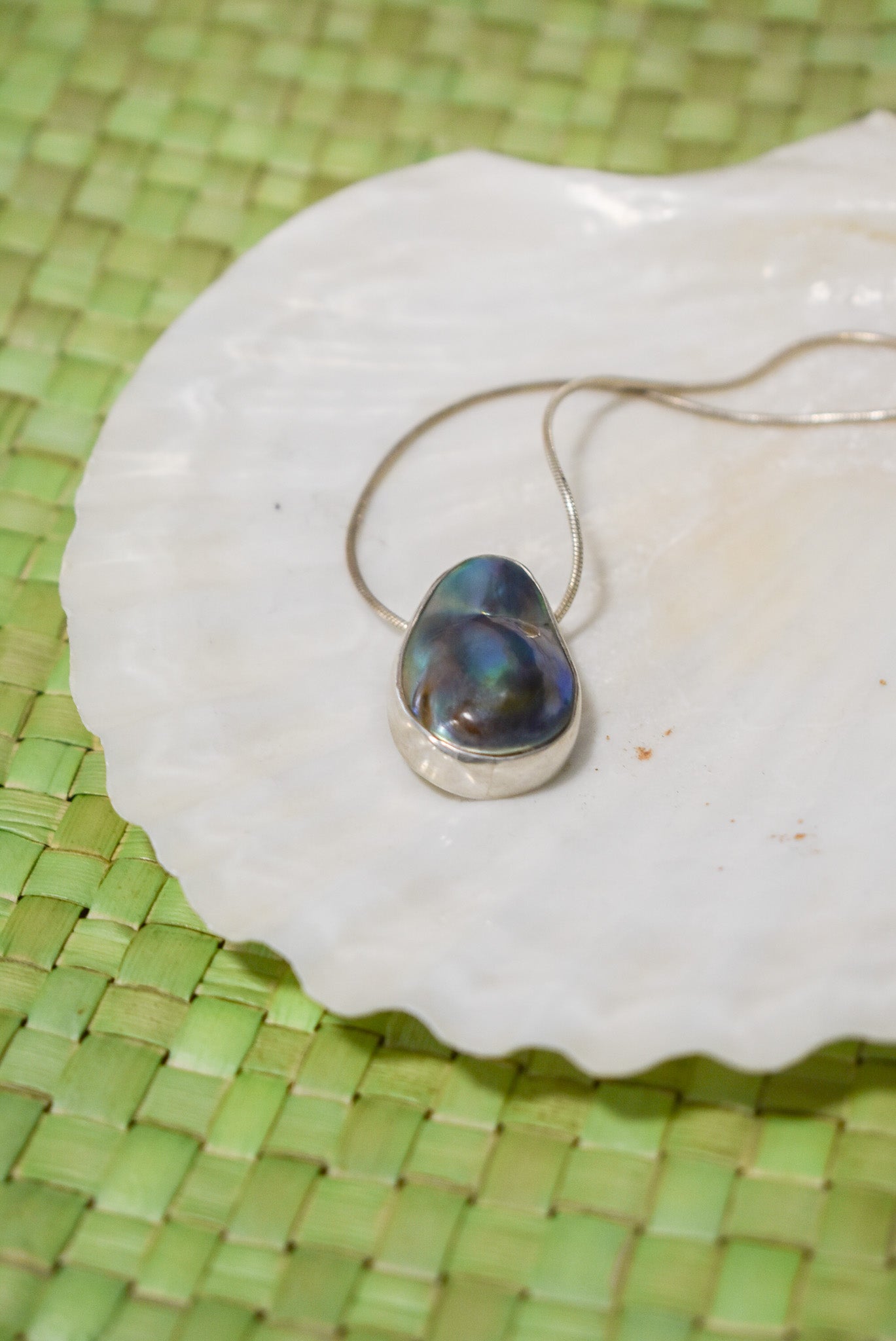 Mabe Paua pearl + Sterling silver pendant