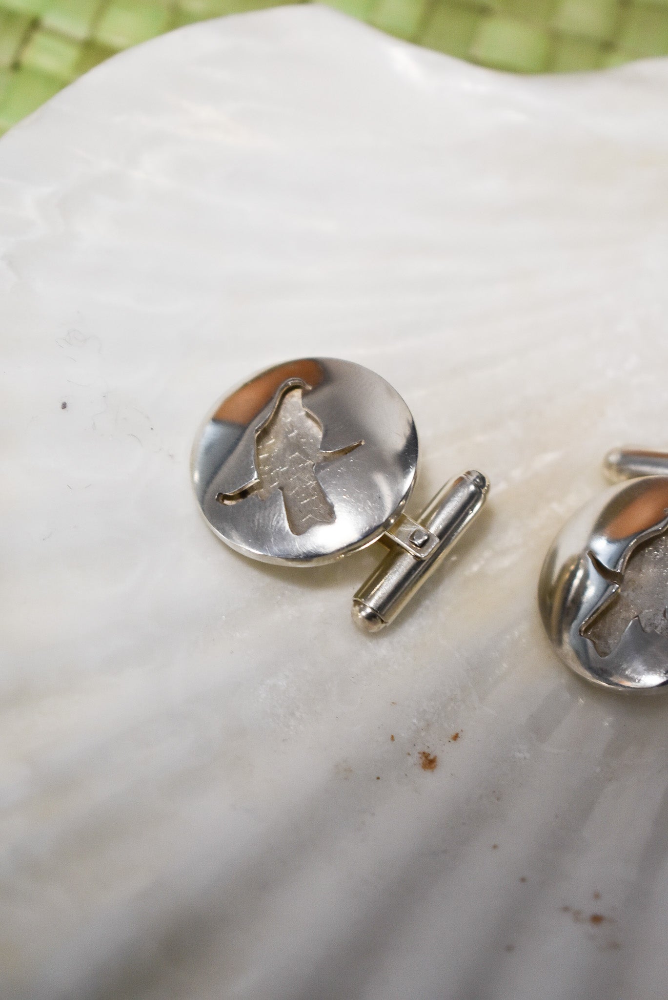 Kereru sterling silver cufflinks