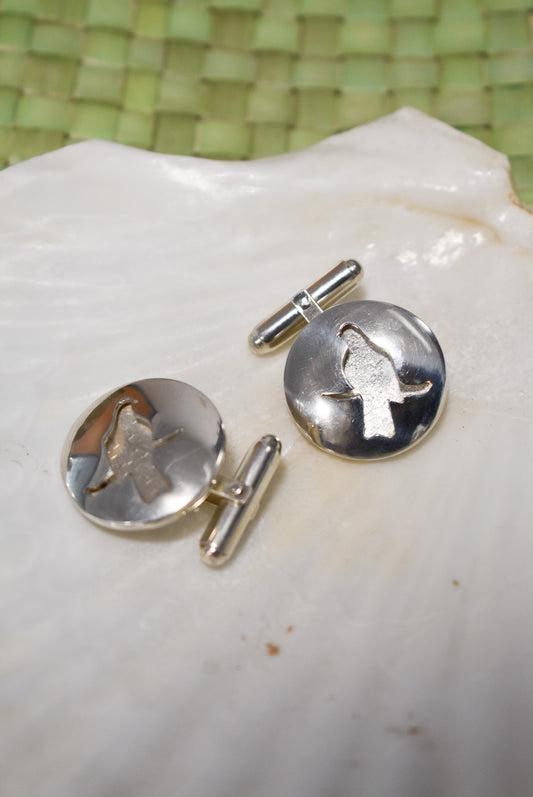 Kereru sterling silver cufflinks