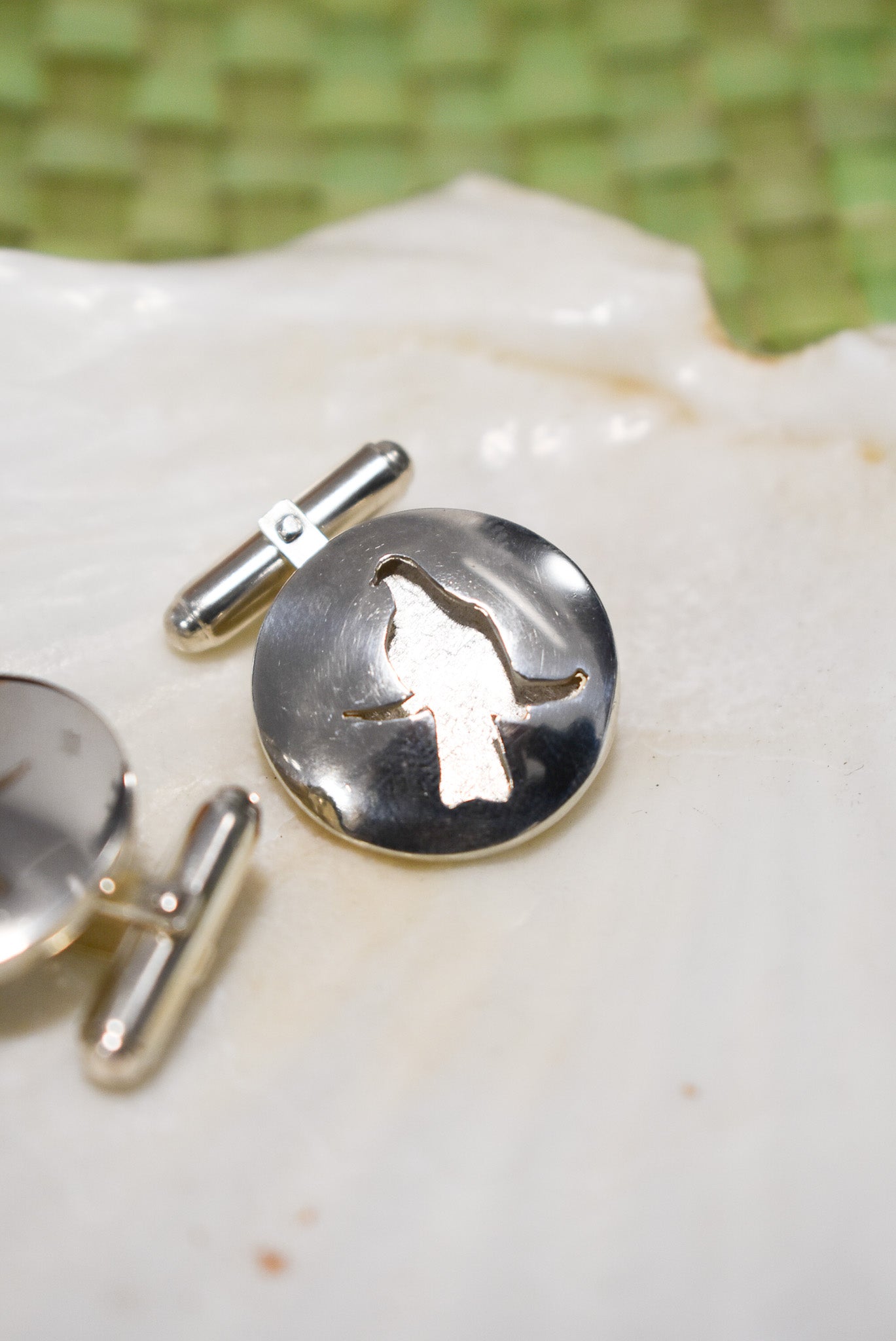 Kereru sterling silver cufflinks