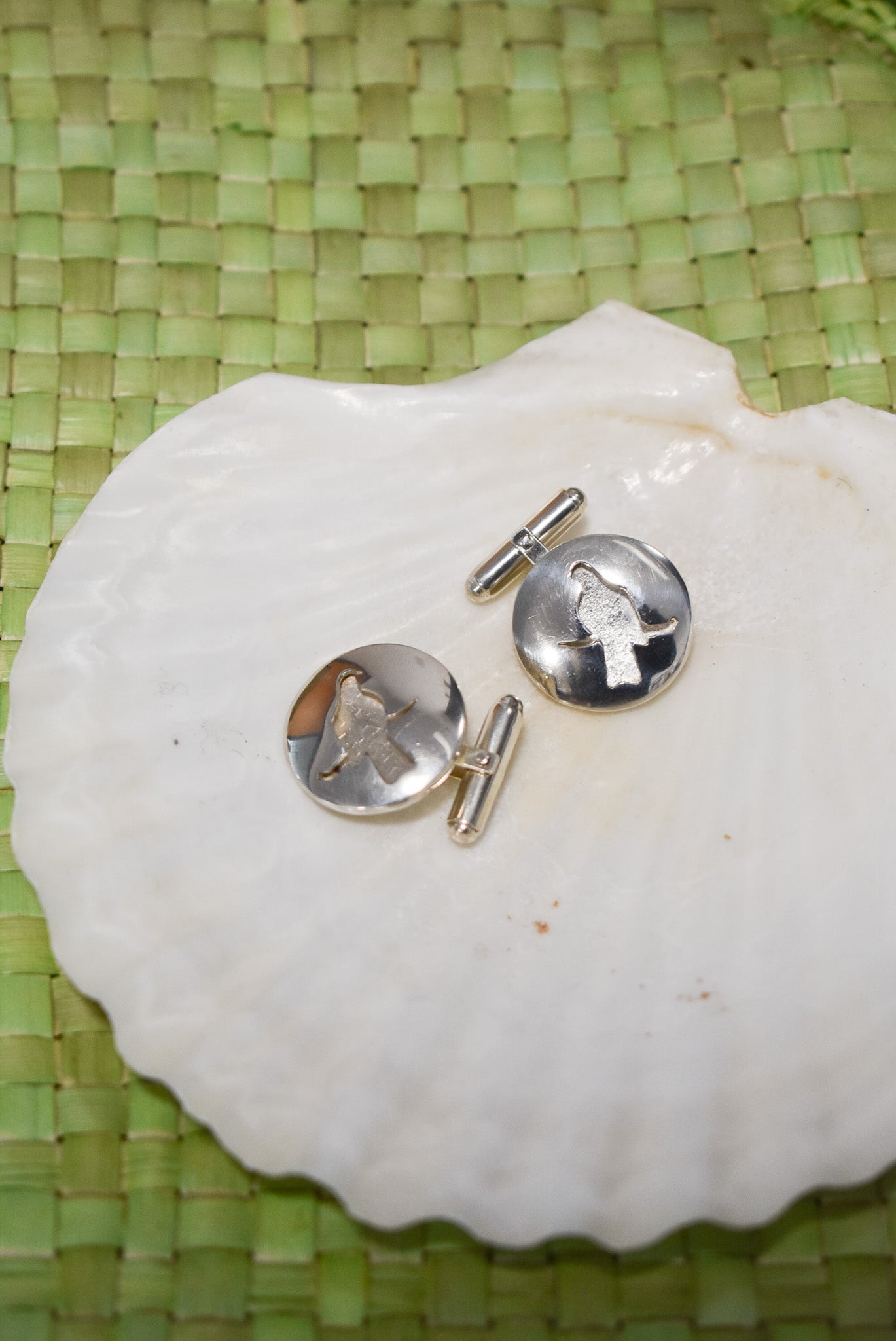 Kereru sterling silver cufflinks