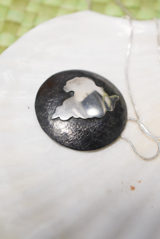 Lake Taupo sterling silver large pendant