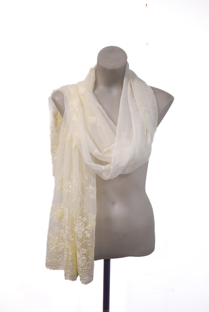 Gorgeous floral white lace scarf
