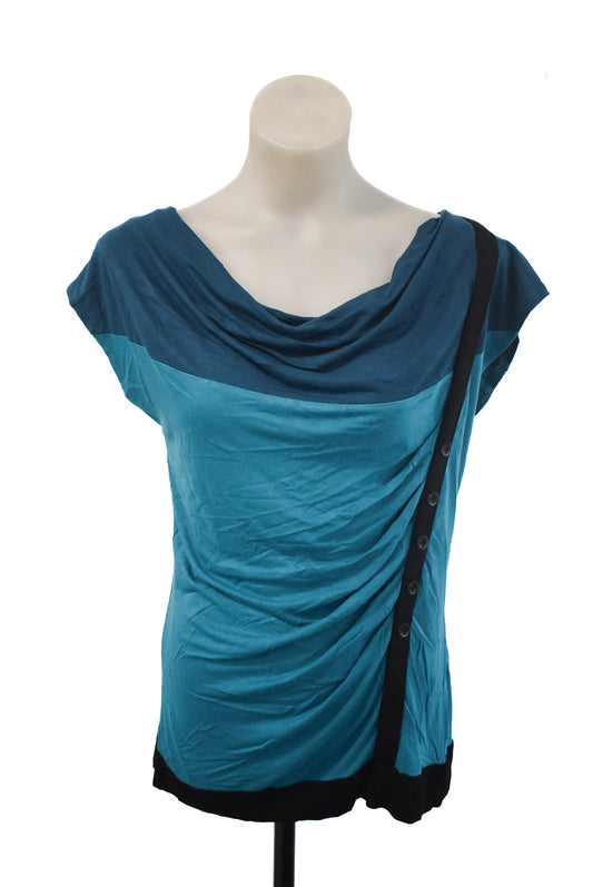 Principles by Ben de LISI blue cowl neck top, 12