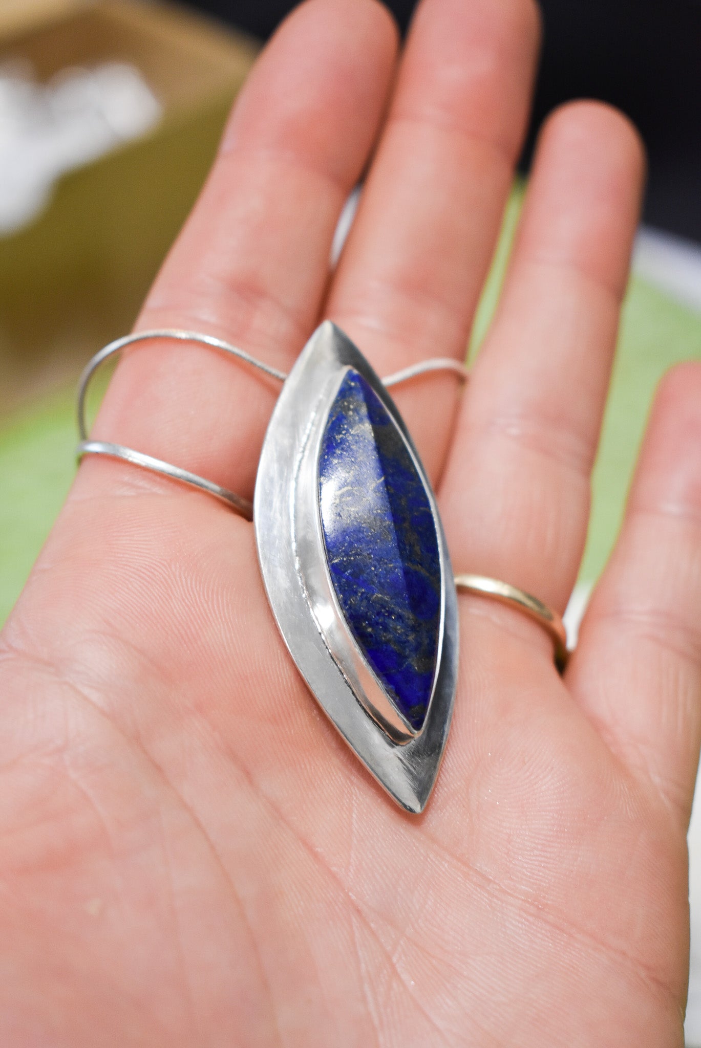 Large Lapis Lazuli sterling silver pendant