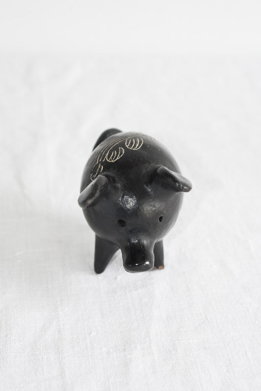 Black clay Quinchamali Chilean folk art piggy