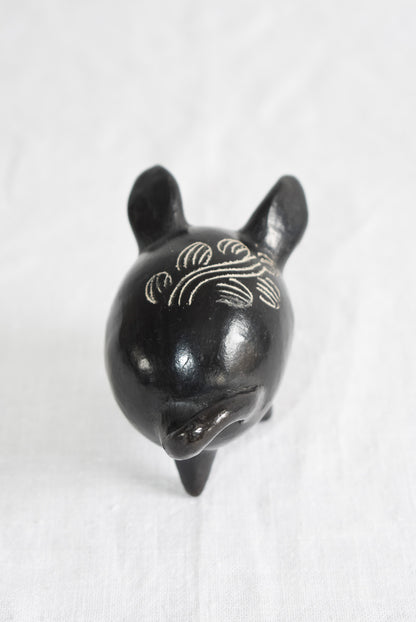 Black clay Quinchamali Chilean folk art piggy