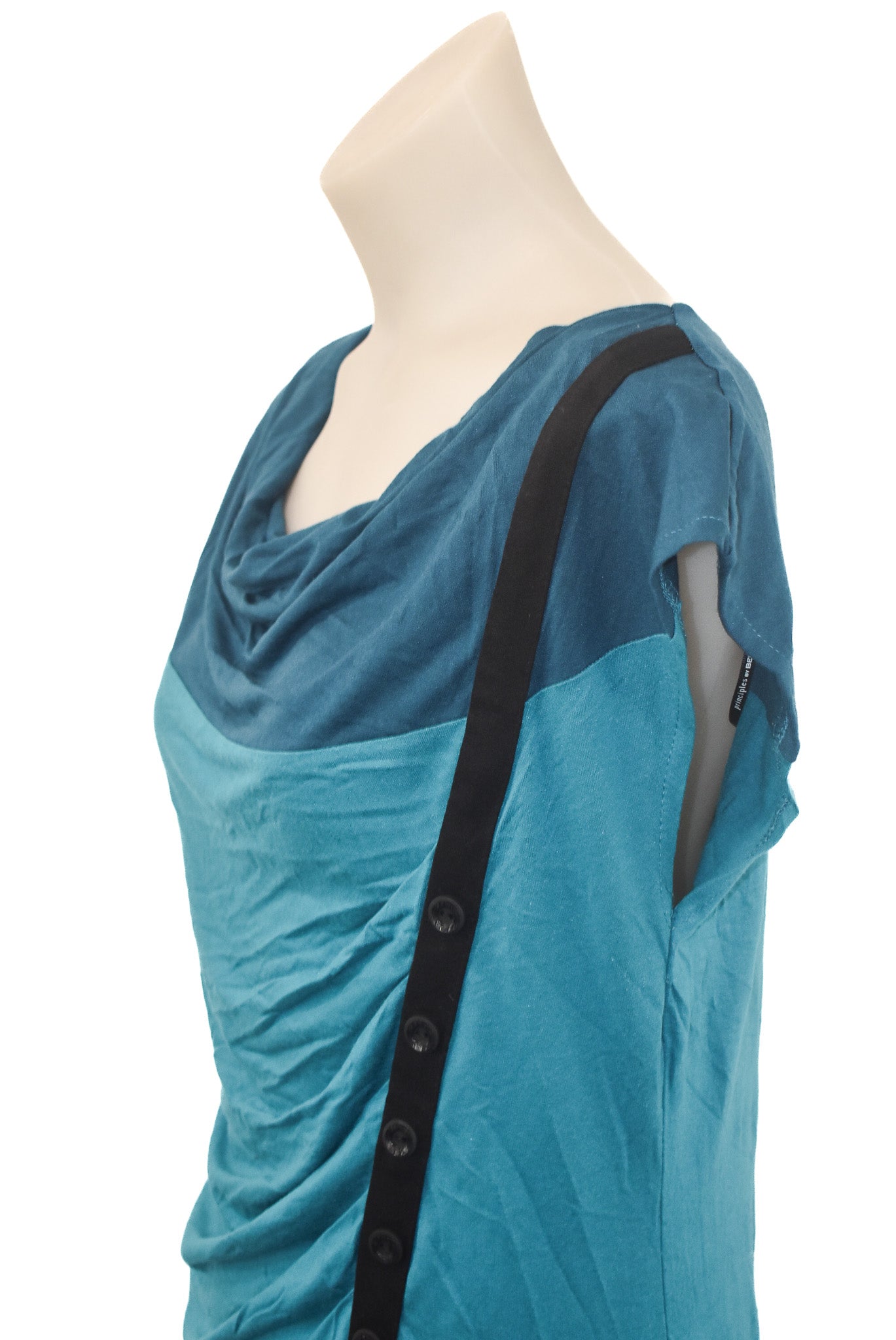 Principles by Ben de LISI blue cowl neck top, 12