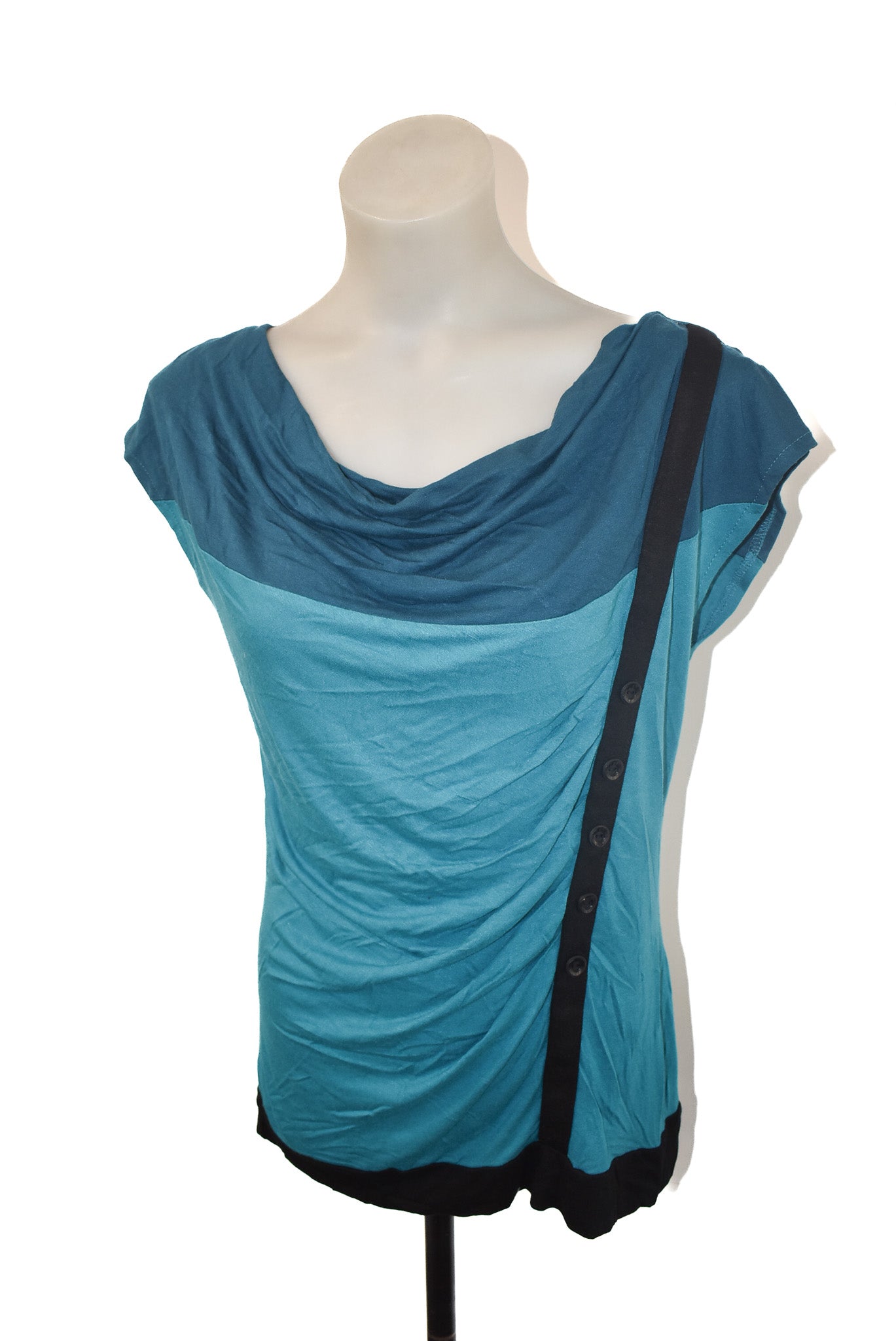 Principles by Ben de LISI blue cowl neck top, 12