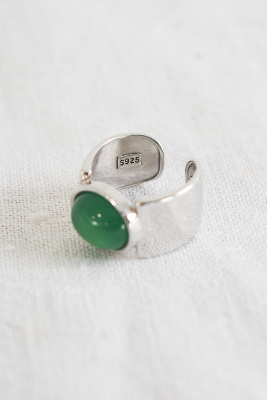 Sterling silver + Chrysoprase ring