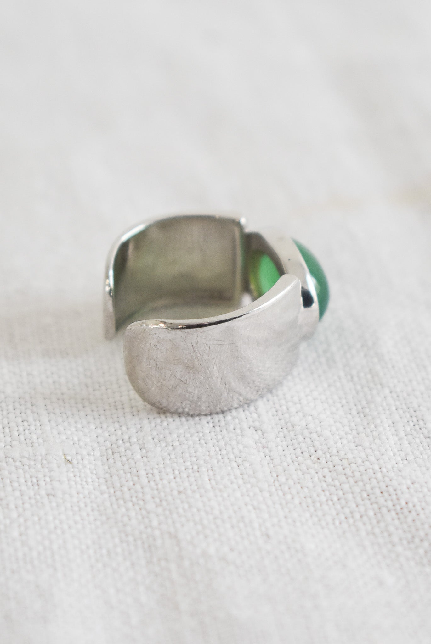 Sterling silver + Chrysoprase ring