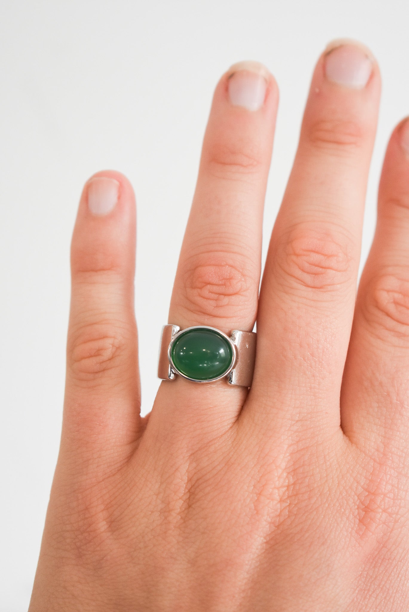 Sterling silver + Chrysoprase ring