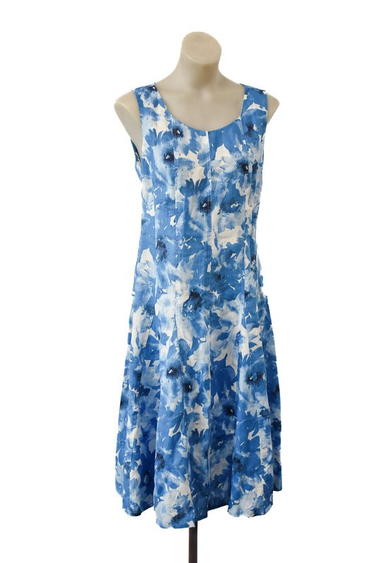 Beautifully structured abstract floral linen dress, 10