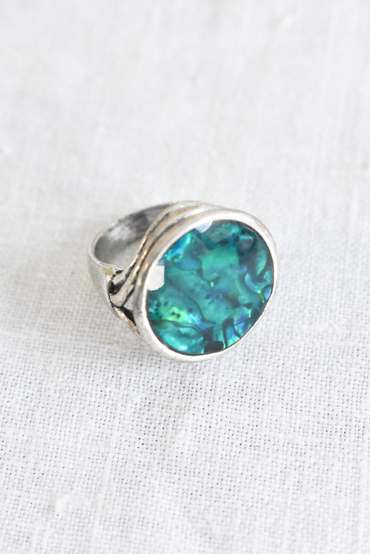 Chunky paua resin ring