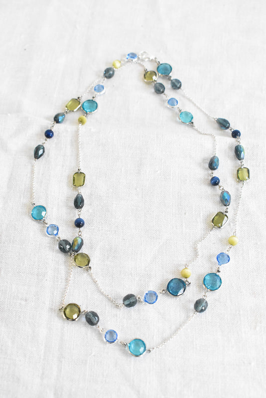 Glass gem statement necklace