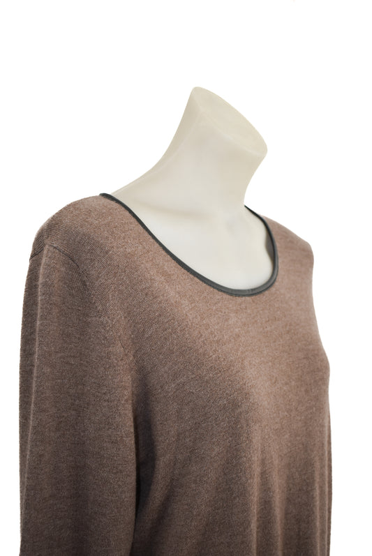 By Nicola Finetti, brown long sleeve knit dress, L