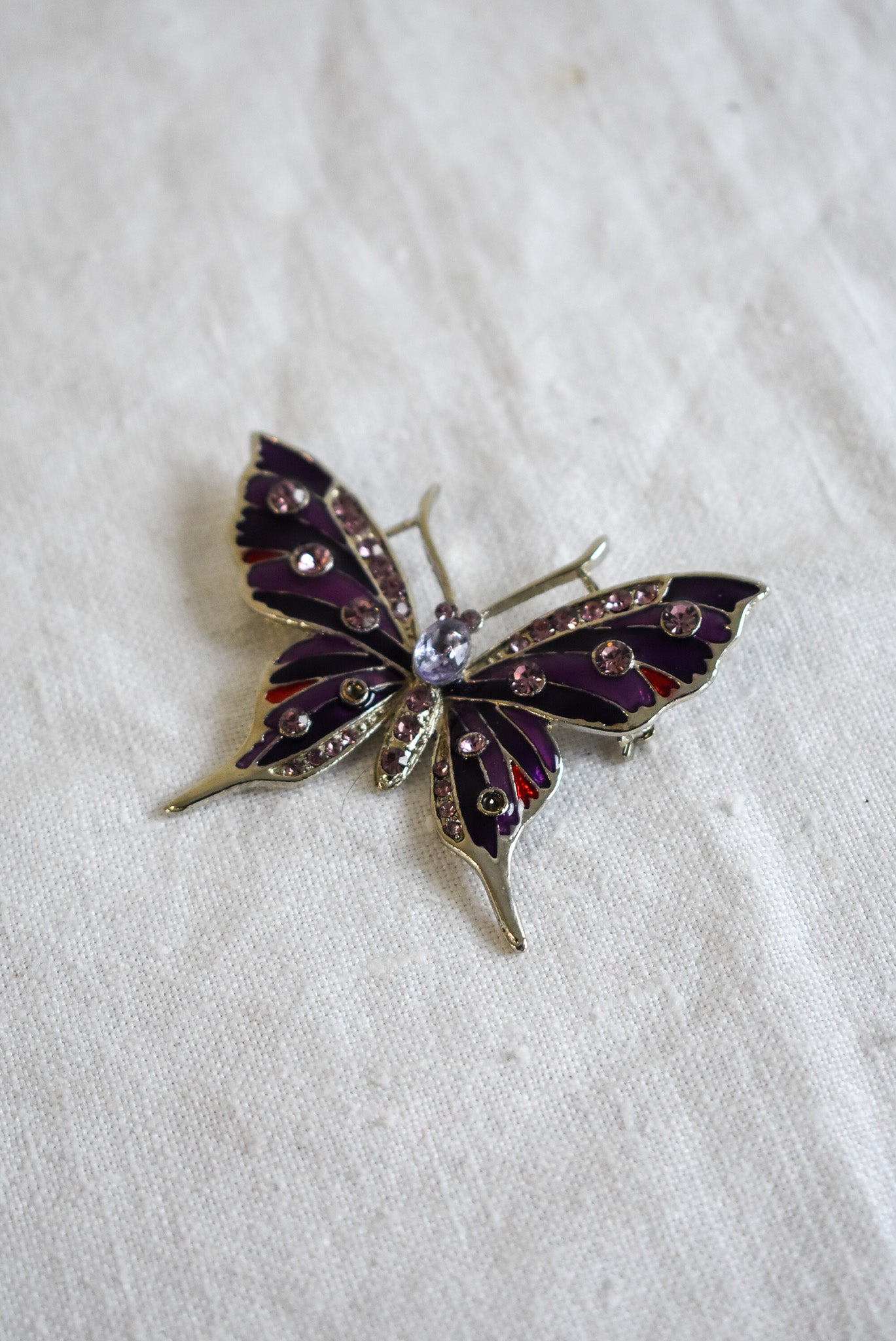 Gorgeous purple + pink butterfly brooch