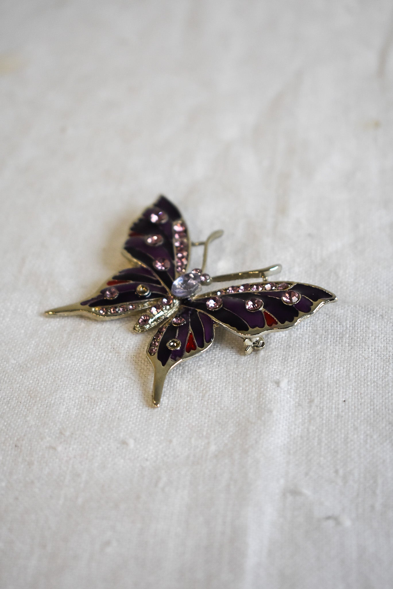 Gorgeous purple + pink butterfly brooch