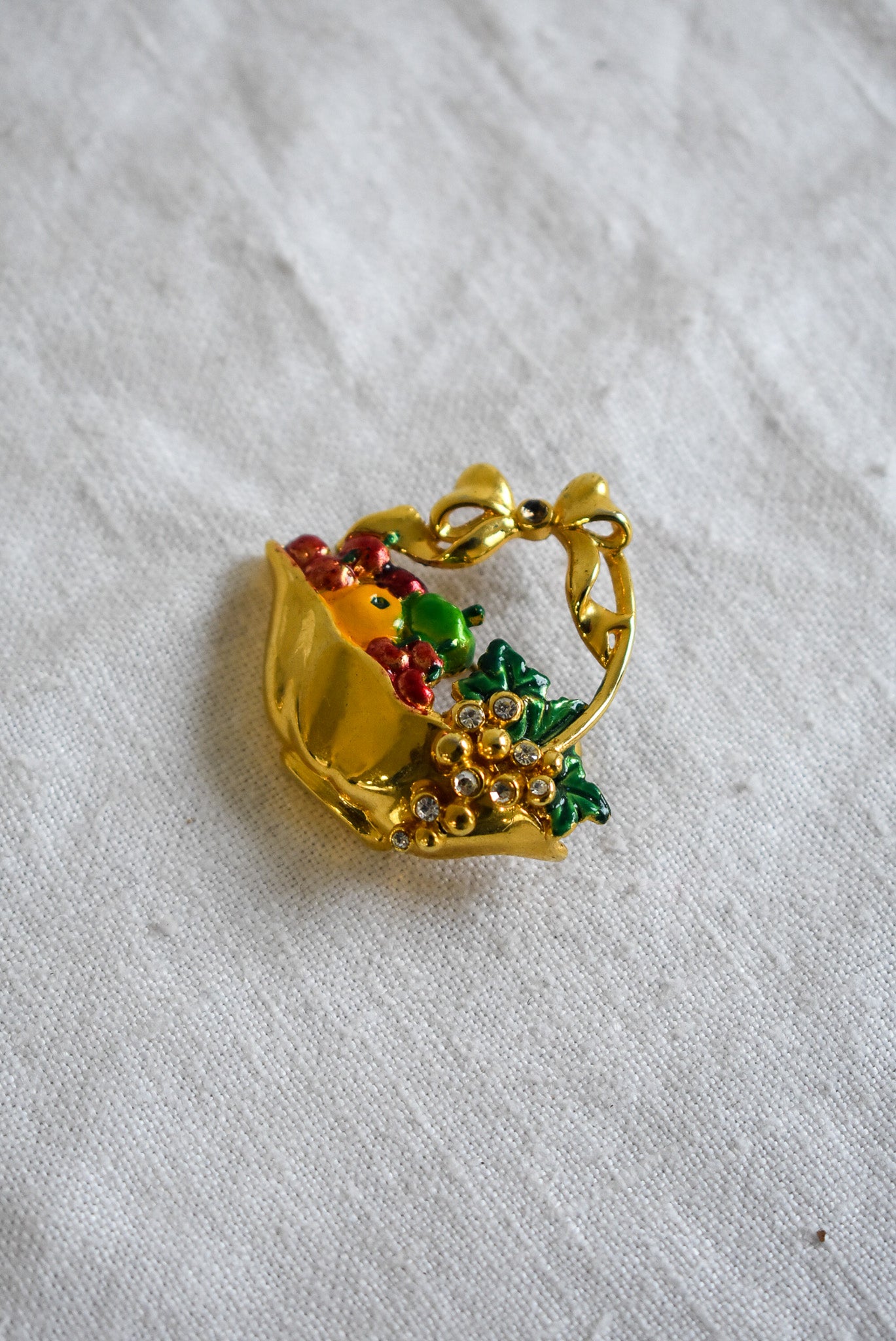 Vintage fruit basket brooch