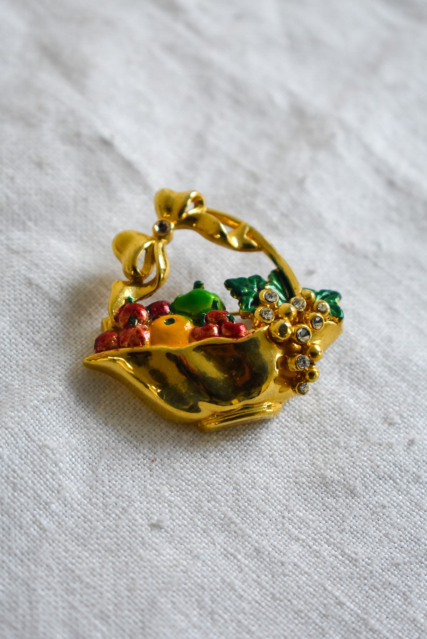 Vintage fruit basket brooch