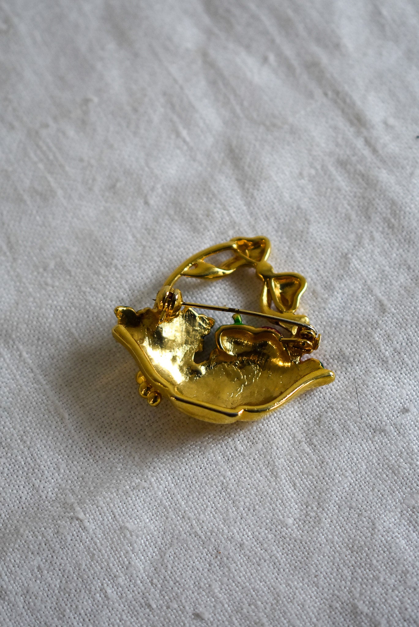 Vintage fruit basket brooch