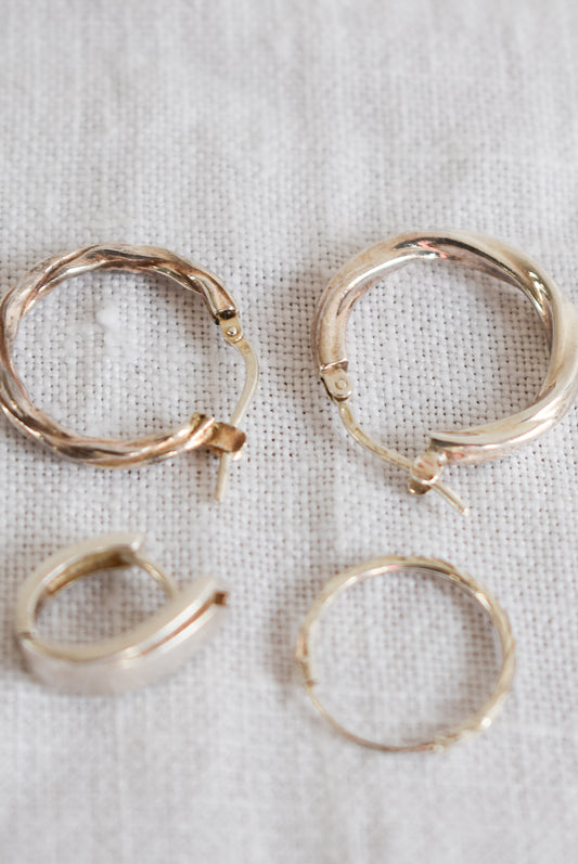 925 Silver hoop earring bundle