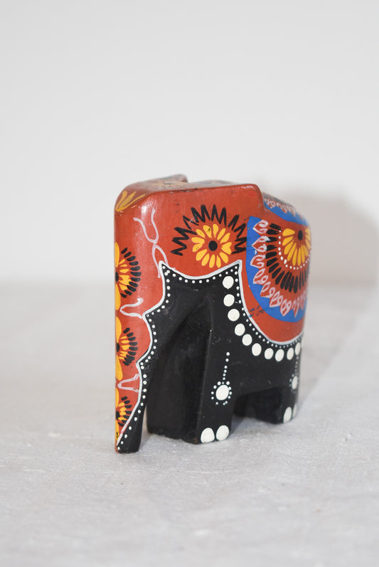 Wooden hand painted elephant