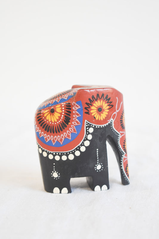 Wooden hand painted elephant