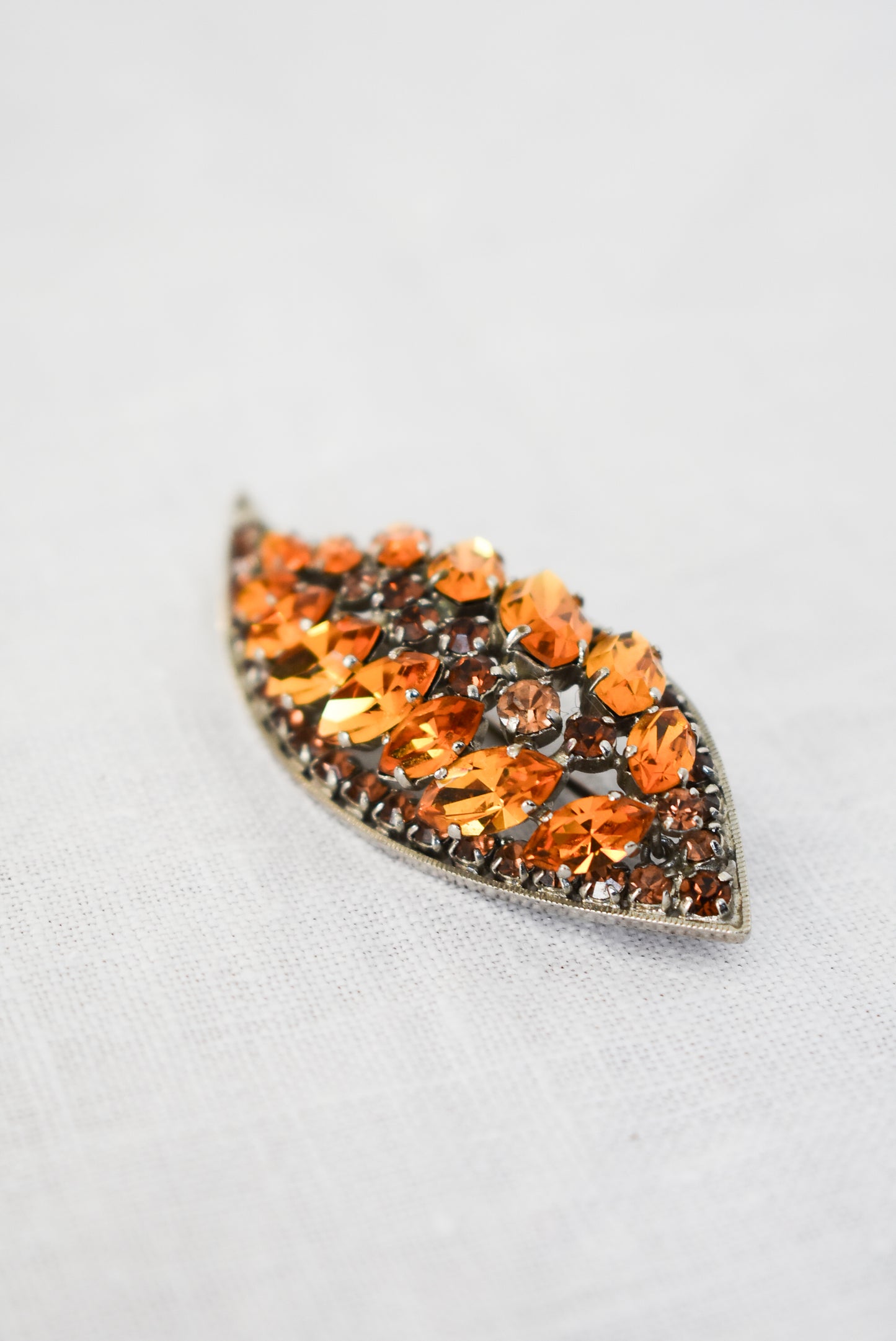 Autumn leaf glass gem brooch