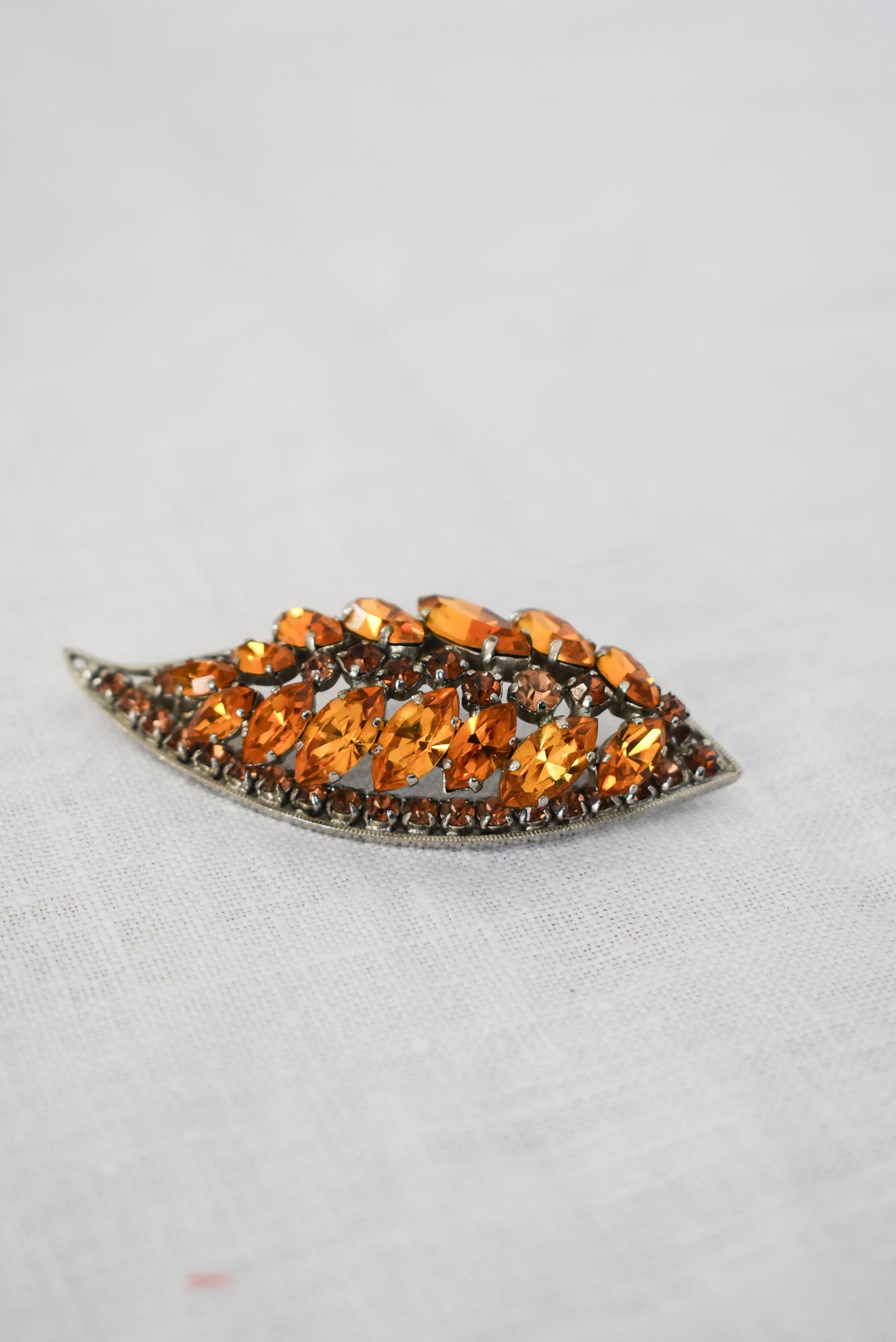 Autumn leaf glass gem brooch