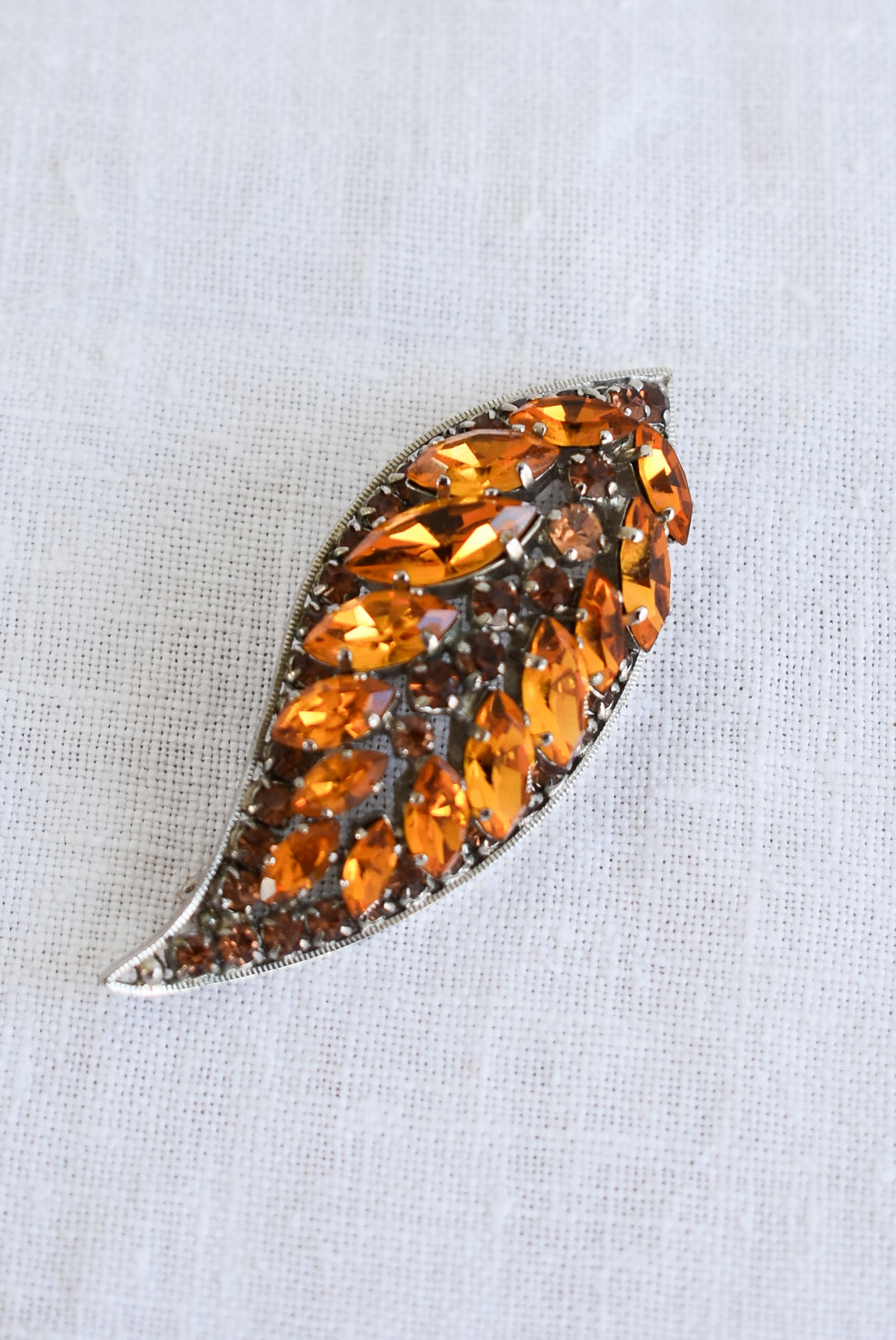 Autumn leaf glass gem brooch