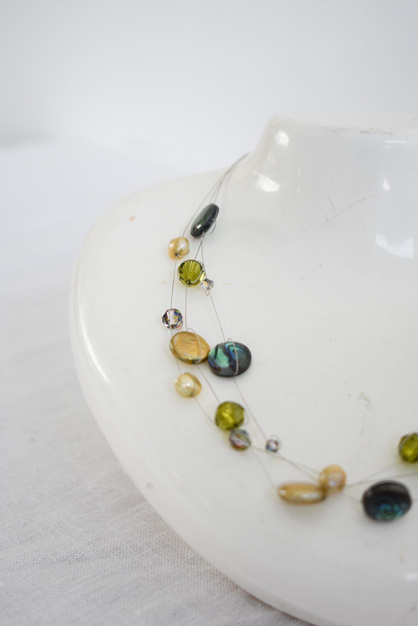 Y2K Paua + bead wire necklace