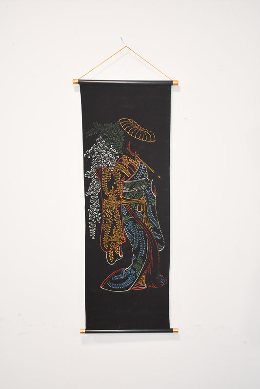 Hand painted Geisha scroll