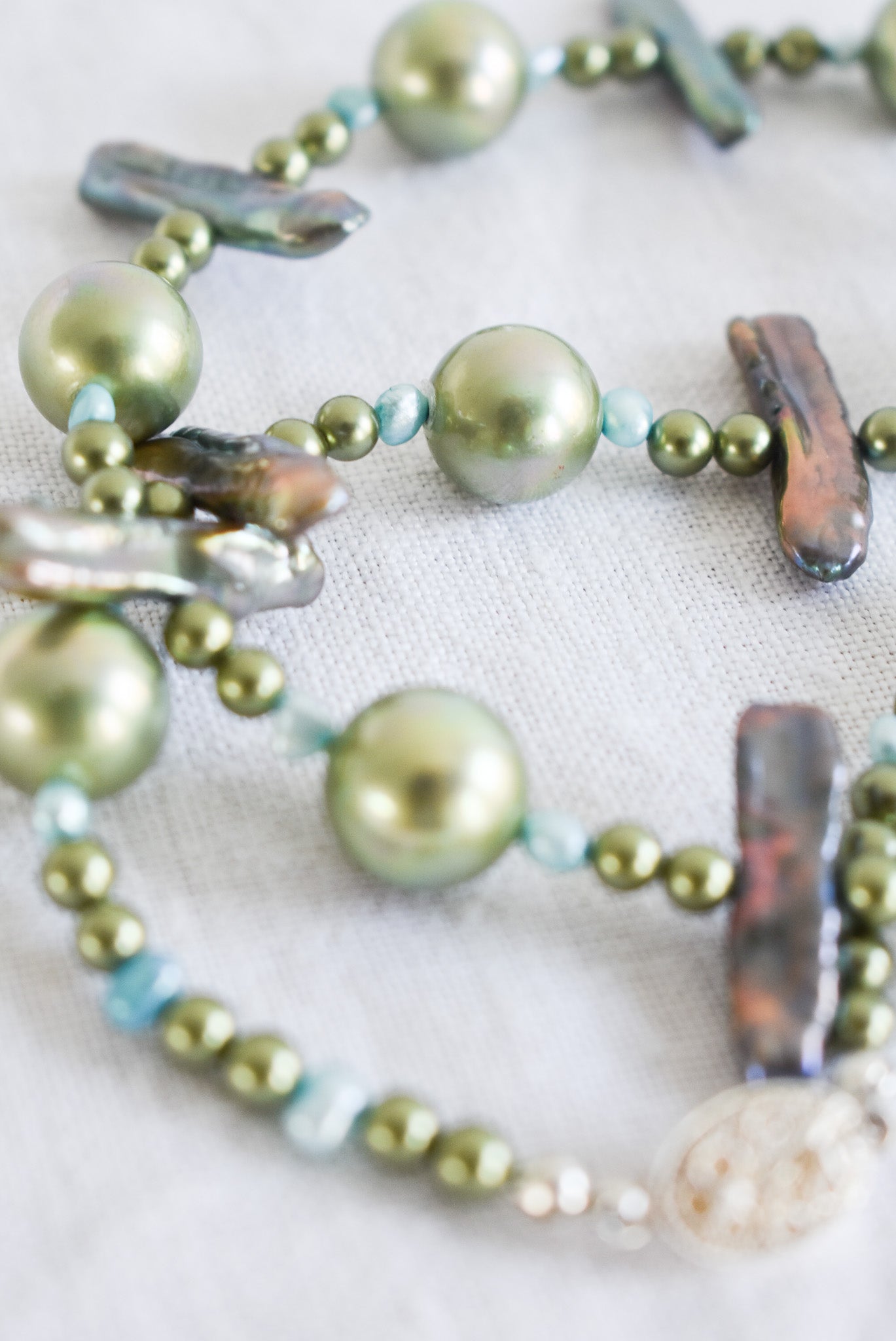 Pearl + silver beaded necklace