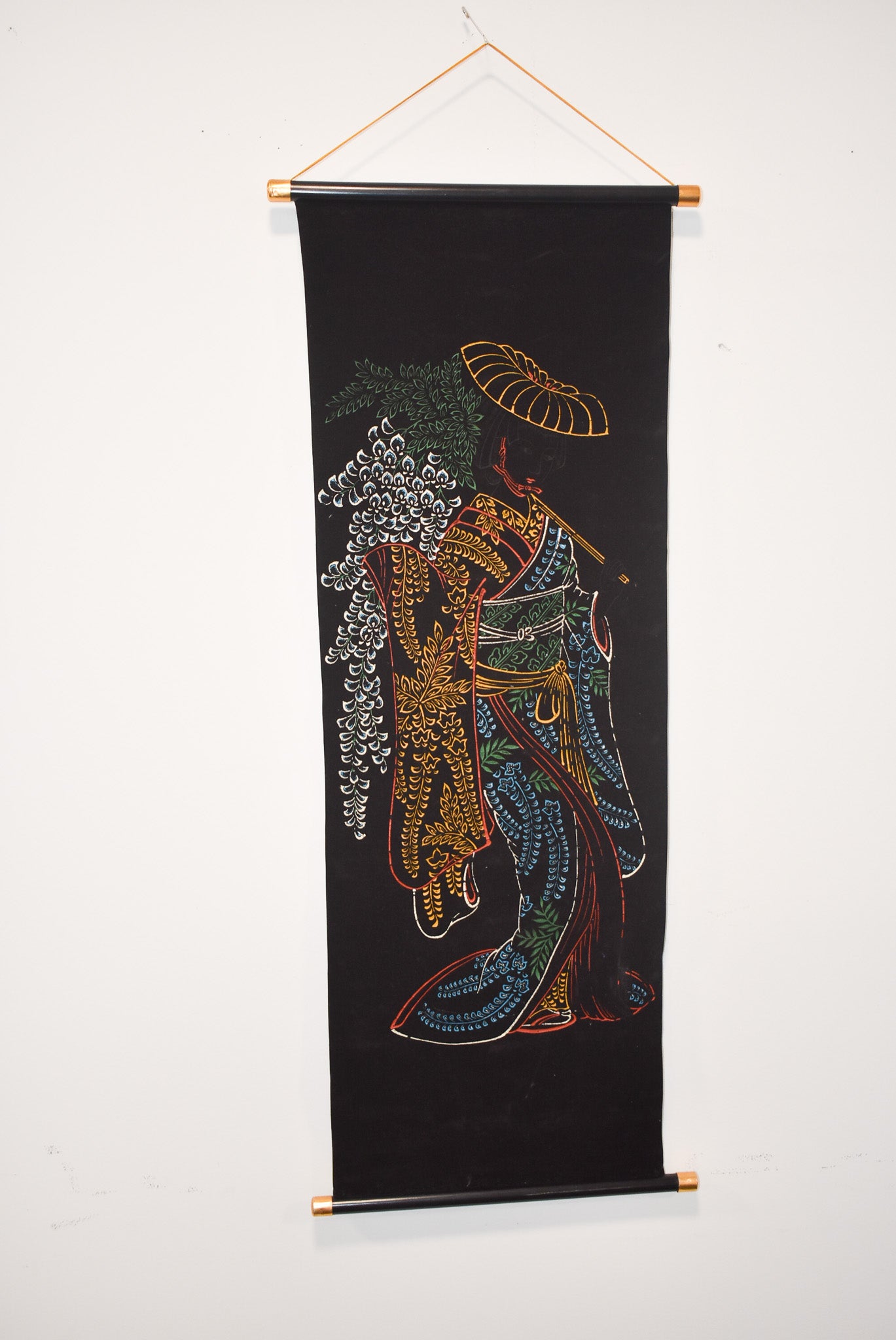 Hand painted Geisha scroll