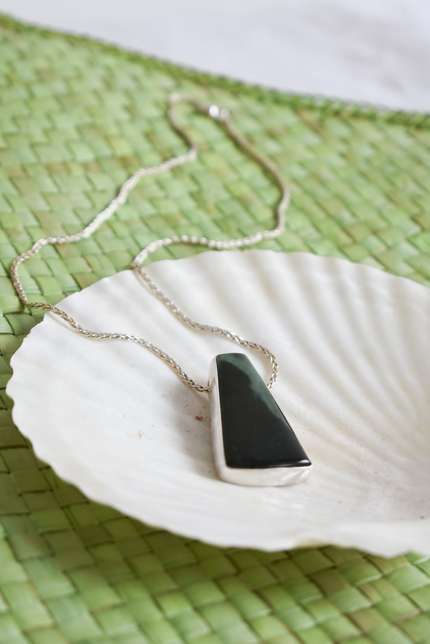 Bob Wyber sterling silver pounamu pendant necklace